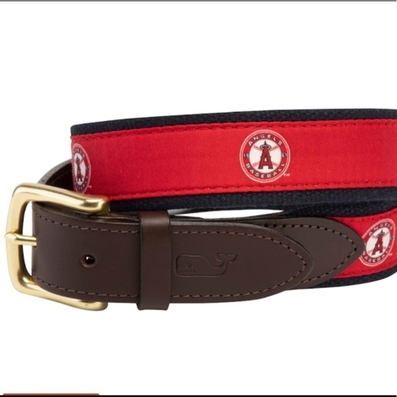 Men’s LA Angels Vineyard Vines Red MLB Canvas Belt - Picture 1 of 14